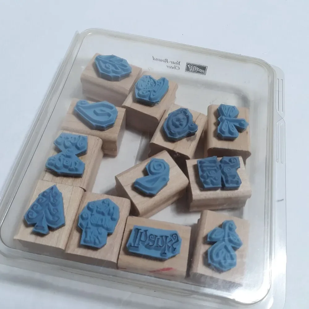 Stampin Up Year Round Cheer 2001 Rubber Stamp Set Thank You Flowers Greetings